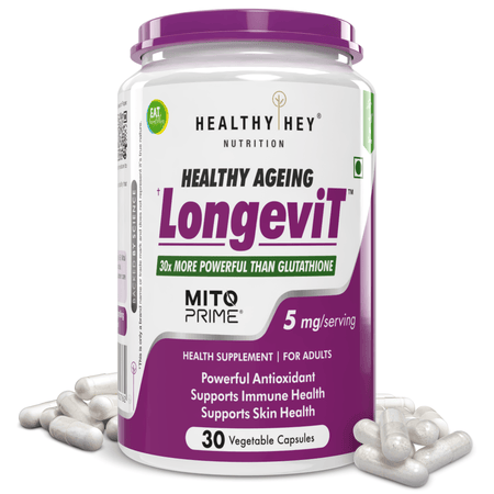 HealthyHey Nutrition Capsules LongeviT - L-Ergothioneine - Known as Live-Longer Supplements - 30 Vegetable Capsules