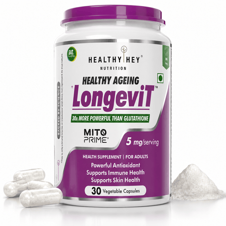 HealthyHey Nutrition Capsules LongeviT - L-Ergothioneine - Known as Live-Longer Supplements - 30 Vegetable Capsules