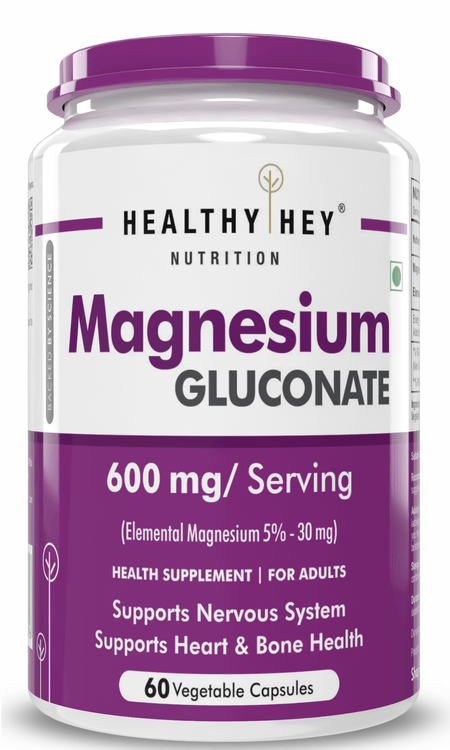 HealthyHey Nutrition Capsules Magnesium Gluconate Supports Nervous System, Supports Heart & Bone Health,  60 Vegetable Capsules