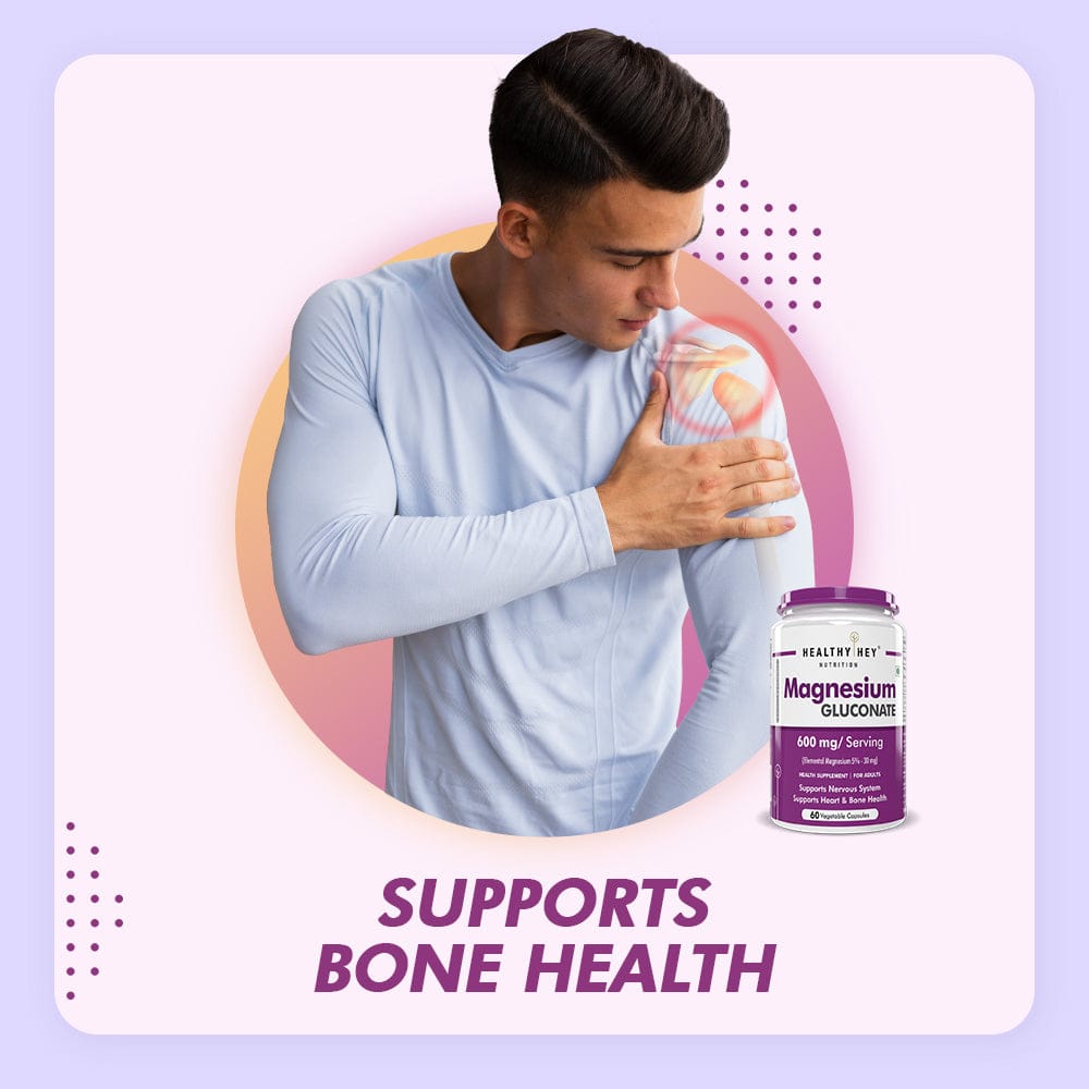 HealthyHey Nutrition Capsules Magnesium Gluconate Supports Nervous System, Supports Heart & Bone Health,  60 Vegetable Capsules