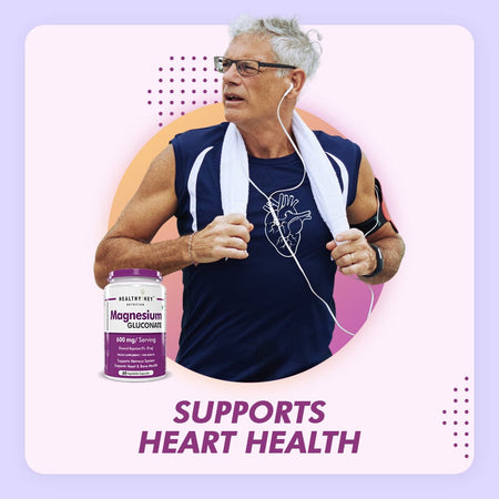 HealthyHey Nutrition Capsules Magnesium Gluconate Supports Nervous System, Supports Heart & Bone Health,  60 Vegetable Capsules