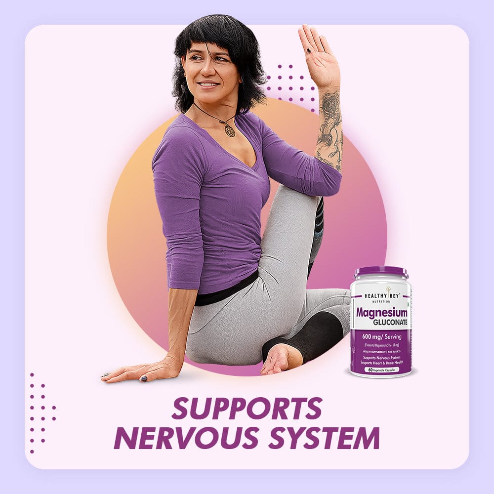 HealthyHey Nutrition Capsules Magnesium Gluconate Supports Nervous System, Supports Heart & Bone Health,  60 Vegetable Capsules
