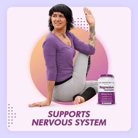 HealthyHey Nutrition Capsules Magnesium Gluconate Supports Nervous System, Supports Heart & Bone Health,  60 Vegetable Capsules