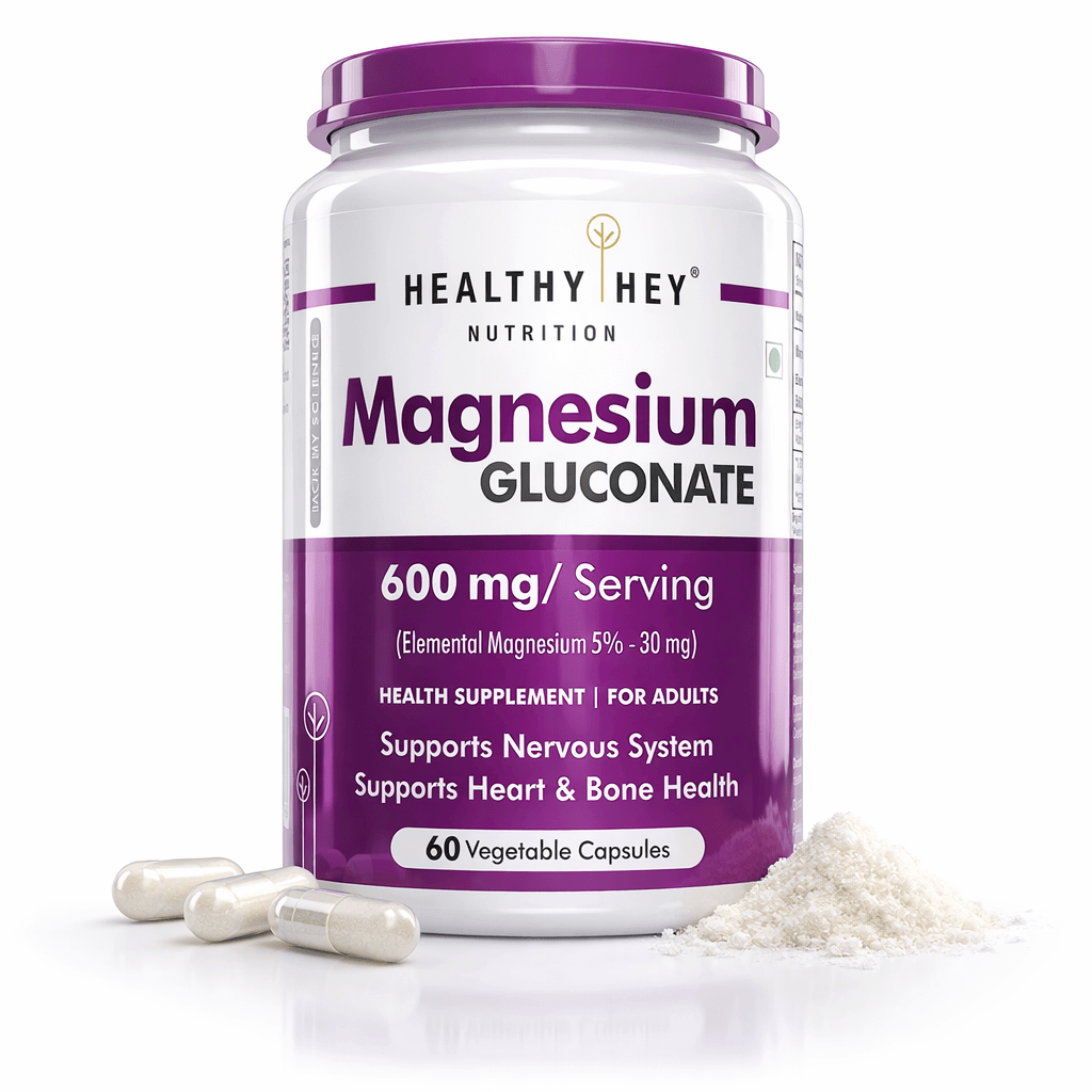 Magnesium Gluconate Supports Nervous System, Supports Heart & Bone Health, 60 Vegetable Capsules
