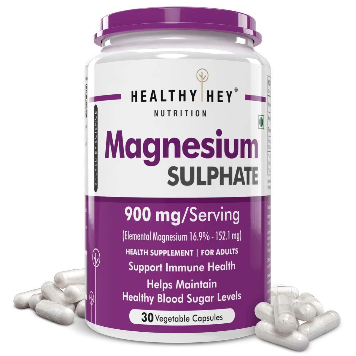 HealthyHey Nutrition Capsules Magnesium Sulphate Support Immune Health, Helps Maintain, Healthy blood sugar Levels 30 Capsules