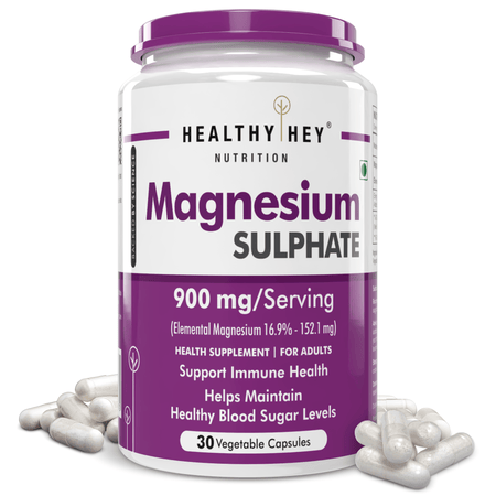 HealthyHey Nutrition Capsules Magnesium Sulphate Support Immune Health, Helps Maintain, Healthy blood sugar Levels 30 Capsules