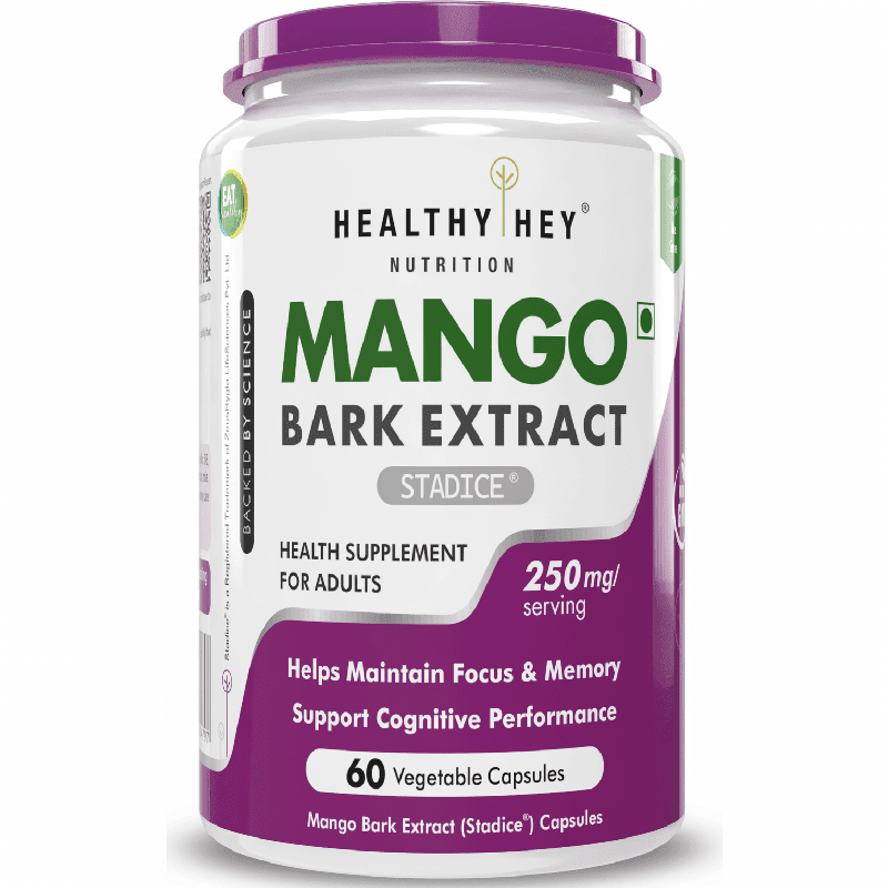 HealthyHey Nutrition Capsules Mango Bark Extract Helps maintain focus & memory support cognitive performance 60 Vegetable Capsules
