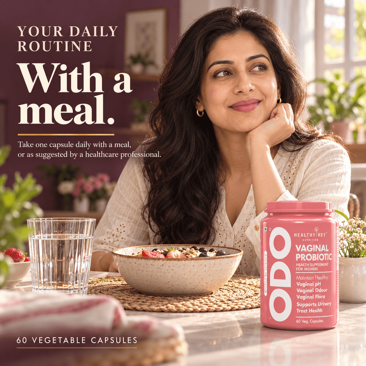 HealthyHey Nutrition Capsules ODO Vaginal Probiotics for Women pH Balance  -  Reduce Vaginal Odour  & Healthy Vaginal Flora