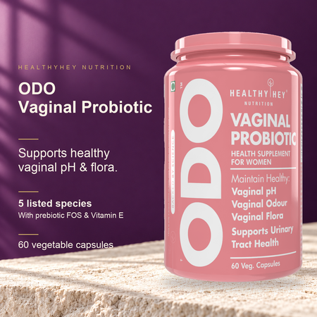 HealthyHey ODO Vaginal Probiotic, 60 vegetable capsules.