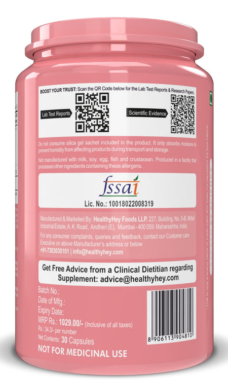 HealthyHey Nutrition Capsules ODO Vaginal Probiotics for Women pH Balance, Reduces Vaginal Odour, Vaginal Flora, Prevents Recurrent UTIs, Fights Vaginal Infections | Health Supplement.