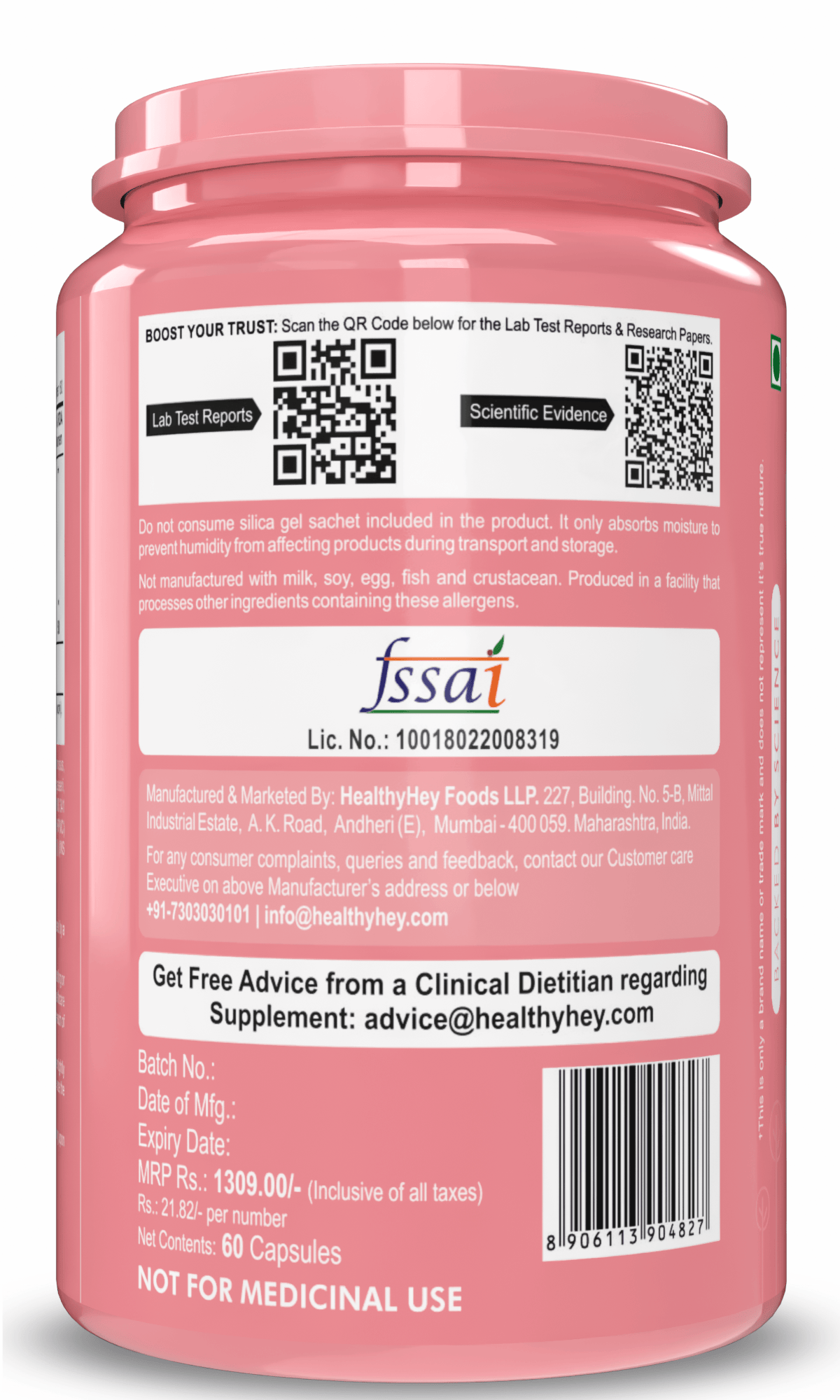 HealthyHey Nutrition Capsules ODO Vaginal Probiotics for Women pH Balance, Reduces Vaginal Odour, Vaginal Flora, Prevents Recurrent UTIs, Fights Vaginal Infections | Health Supplement.