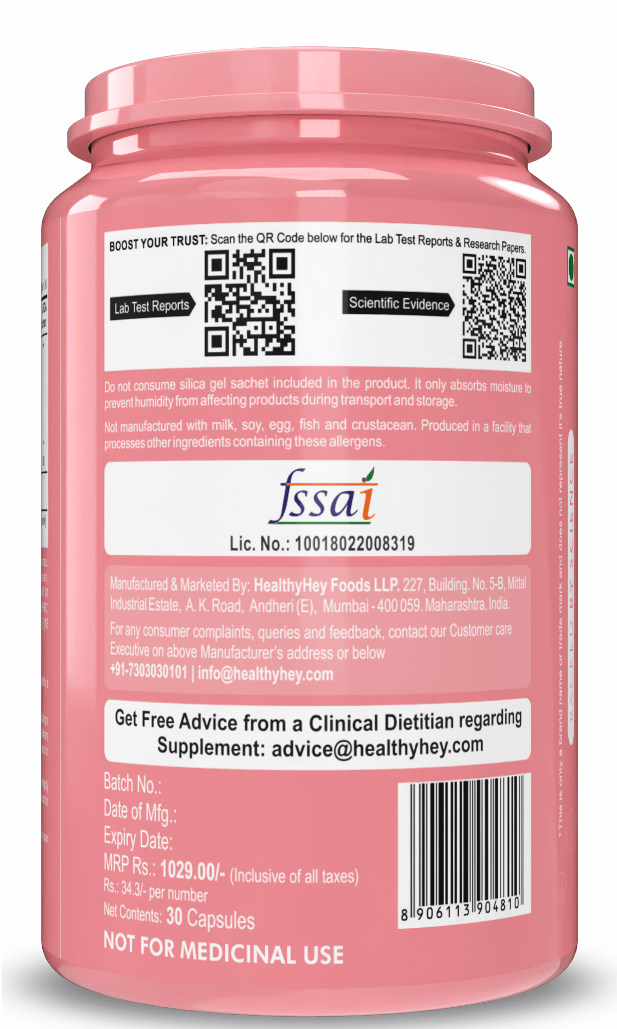 HealthyHey Nutrition Capsules ODO Vaginal Probiotics for Women pH Balance, Reduces Vaginal Odour, Vaginal Flora, Prevents Recurrent UTIs, Fights Vaginal Infections | Health Supplement.