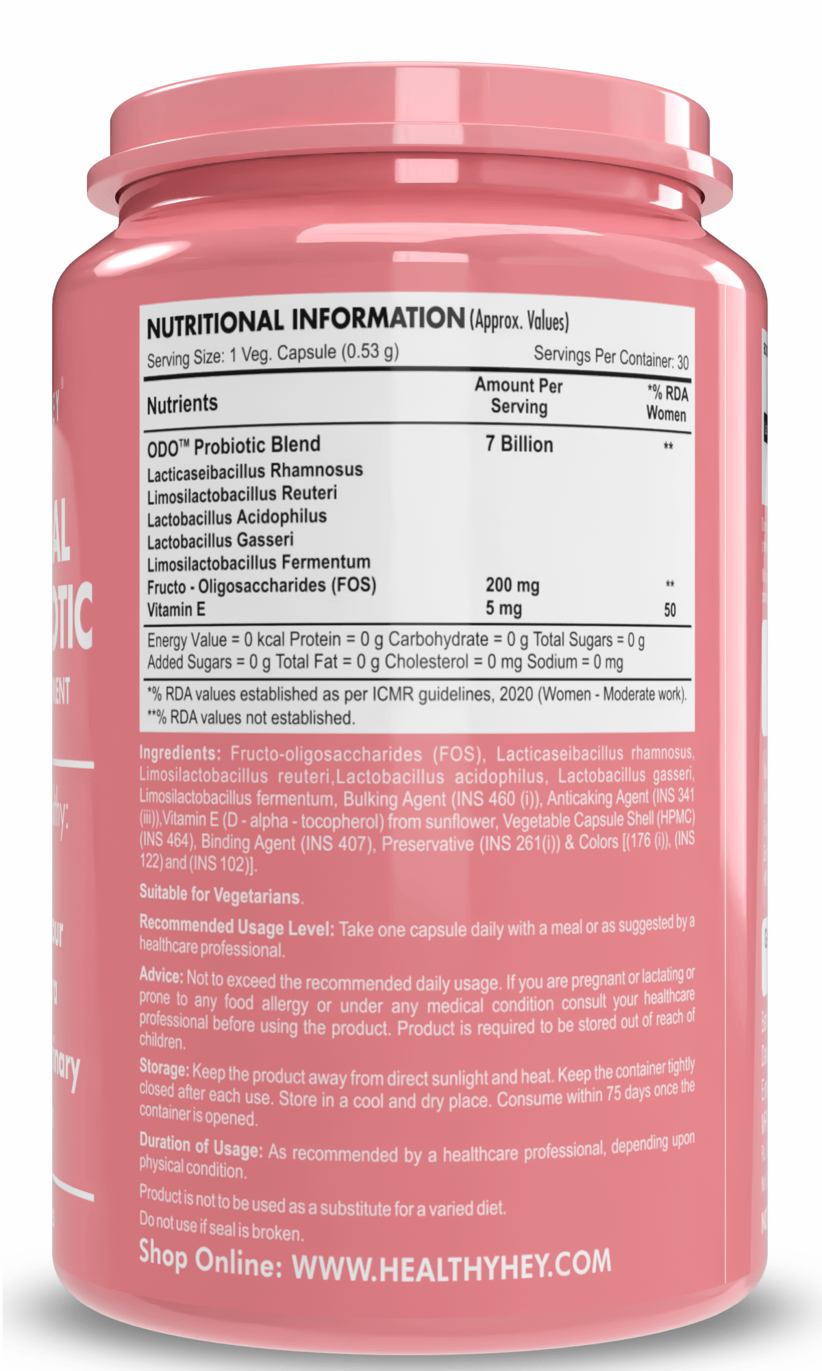HealthyHey Nutrition Capsules ODO Vaginal Probiotics for Women pH Balance, Reduces Vaginal Odour, Vaginal Flora, Prevents Recurrent UTIs, Fights Vaginal Infections | Health Supplement.