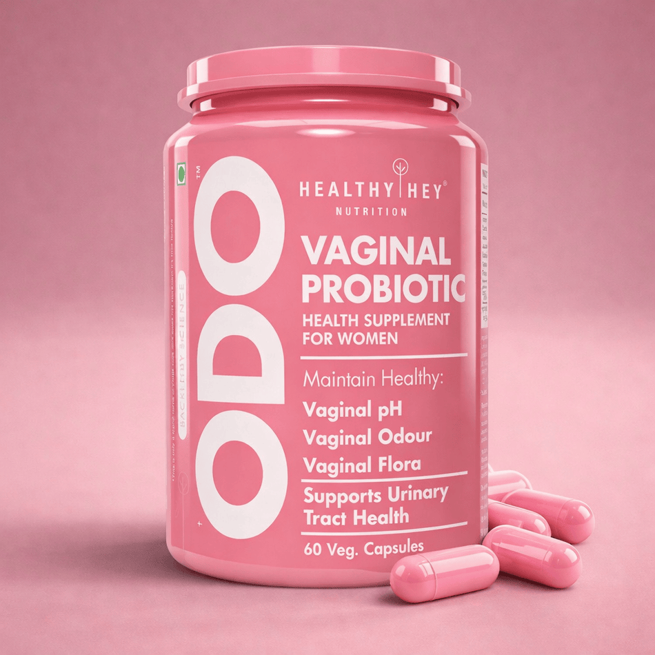 HealthyHey Nutrition Capsules ODO Vaginal Probiotics for Women pH Balance, Reduces Vaginal Odour, Vaginal Flora, Prevents Recurrent UTIs, Fights Vaginal Infections | Health Supplement.