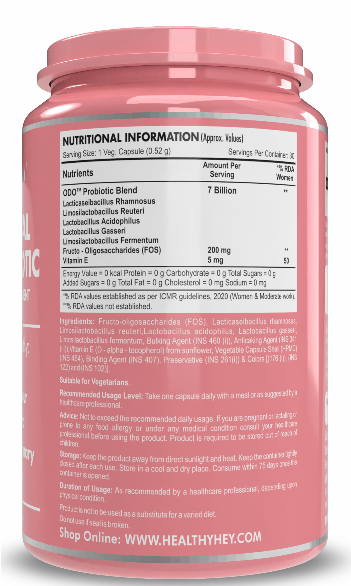 HealthyHey Nutrition Capsules ODO Vaginal Probiotics for Women pH Balance, Reduces Vaginal Odour, Vaginal Flora, Prevents Recurrent UTIs, Fights Vaginal Infections | Health Supplement.