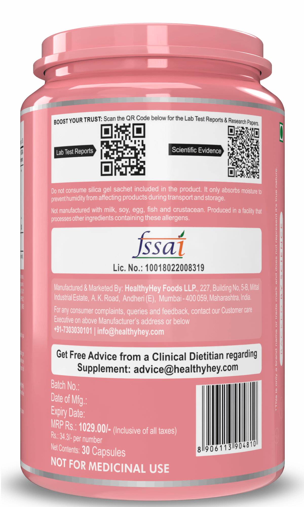 HealthyHey Nutrition Capsules ODO Vaginal Probiotics for Women pH Balance, Reduces Vaginal Odour, Vaginal Flora, Prevents Recurrent UTIs, Fights Vaginal Infections | Health Supplement.