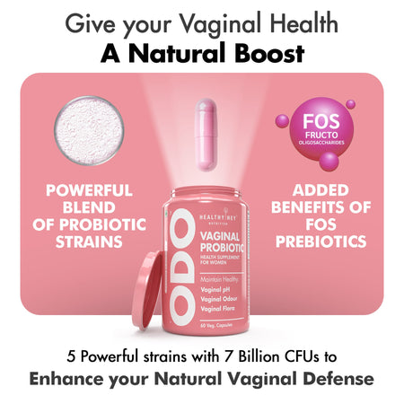 HealthyHey Nutrition Capsules ODO Vaginal Probiotics for Women pH Balance, Reduces Vaginal Odour, Vaginal Flora, Prevents Recurrent UTIs, Fights Vaginal Infections | Health Supplement.