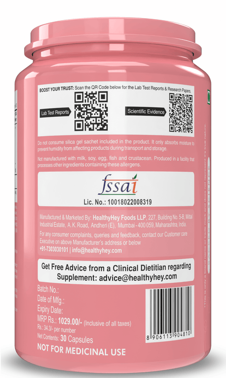 HealthyHey Nutrition Capsules ODO Vaginal Probiotics for Women pH Balance, Reduces Vaginal Odour, Vaginal Flora, Prevents Recurrent UTIs, Fights Vaginal Infections | Health Supplement.
