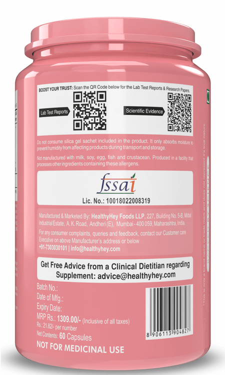 HealthyHey Nutrition Capsules ODO Vaginal Probiotics for Women pH Balance, Reduces Vaginal Odour, Vaginal Flora, Prevents Recurrent UTIs, Fights Vaginal Infections | Health Supplement.