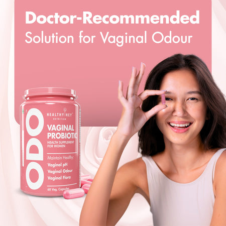 HealthyHey Nutrition Capsules ODO Vaginal Probiotics for Women pH Balance, Reduces Vaginal Odour, Vaginal Flora, Prevents Recurrent UTIs, Fights Vaginal Infections | Health Supplement.
