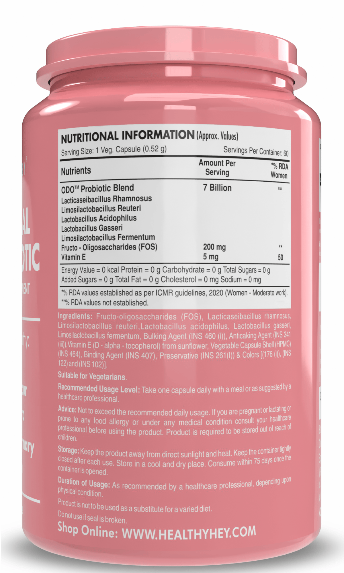 HealthyHey Nutrition Capsules ODO Vaginal Probiotics for Women pH Balance, Reduces Vaginal Odour, Vaginal Flora, Prevents Recurrent UTIs, Fights Vaginal Infections | Health Supplement.