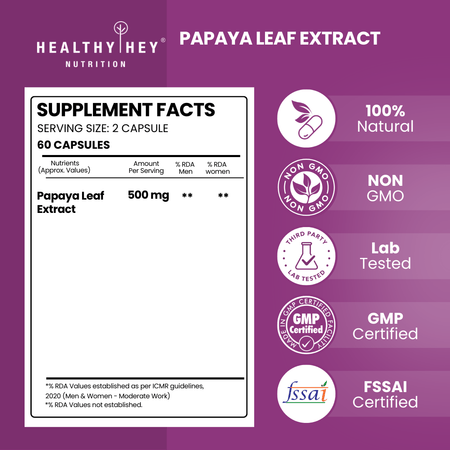 HealthyHey Nutrition Capsules Papaya Leaf Extract Supports immune Health 60 vegetable capsules