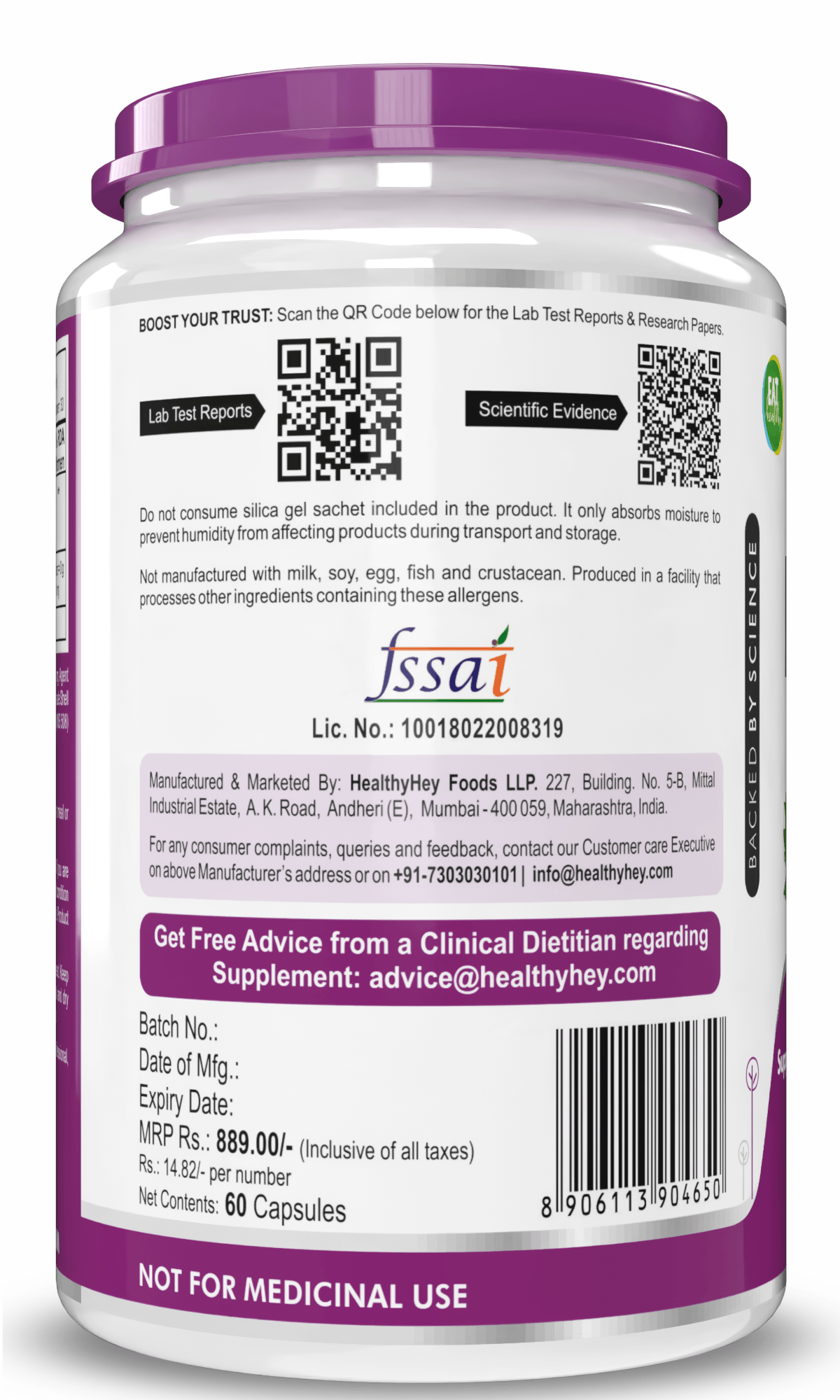 HealthyHey Nutrition Capsules Papaya Leaf Extract Supports immune Health 60 vegetable capsules