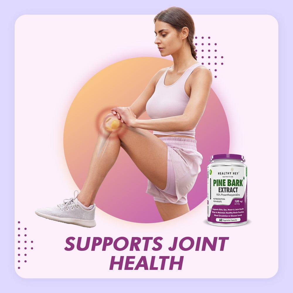 HealthyHey Nutrition Capsules Pine Bark Extract Supports Skin,Eye,Heart & Joint Health Helps to Maintain Healthy Brain Function,Blood Circulation & Glucose Levels 60 Vegetable Capsules
