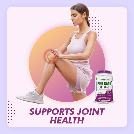 HealthyHey Nutrition Capsules Pine Bark Extract Supports Skin,Eye,Heart & Joint Health Helps to Maintain Healthy Brain Function,Blood Circulation & Glucose Levels 60 Vegetable Capsules