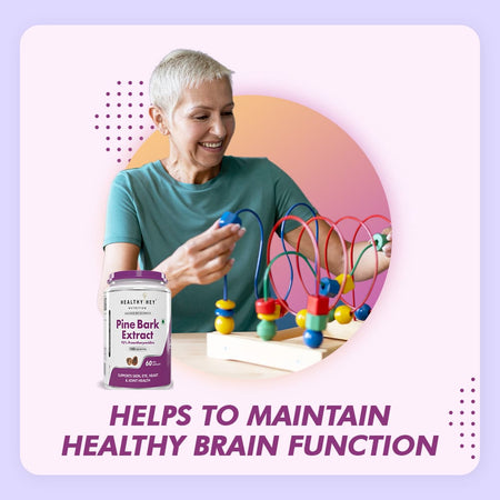 HealthyHey Nutrition Capsules Pine Bark Extract Supports Skin,Eye,Heart & Joint Health Helps to Maintain Healthy Brain Function,Blood Circulation & Glucose Levels 60 Vegetable Capsules