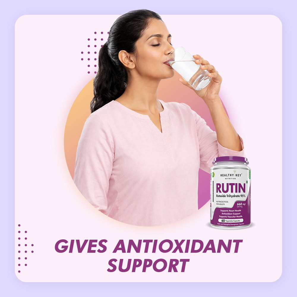 HealthyHey Nutrition Capsules Rutin Rutoside Trihydrate Supports Heart Health Antioxidant Supports  Supports Vascular Health 60 Vegetable capsules