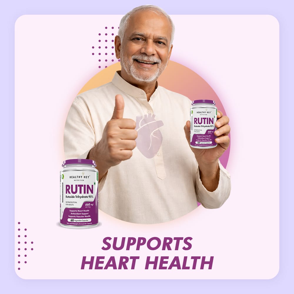 HealthyHey Nutrition Capsules Rutin Rutoside Trihydrate Supports Heart Health Antioxidant Supports  Supports Vascular Health 60 Vegetable capsules