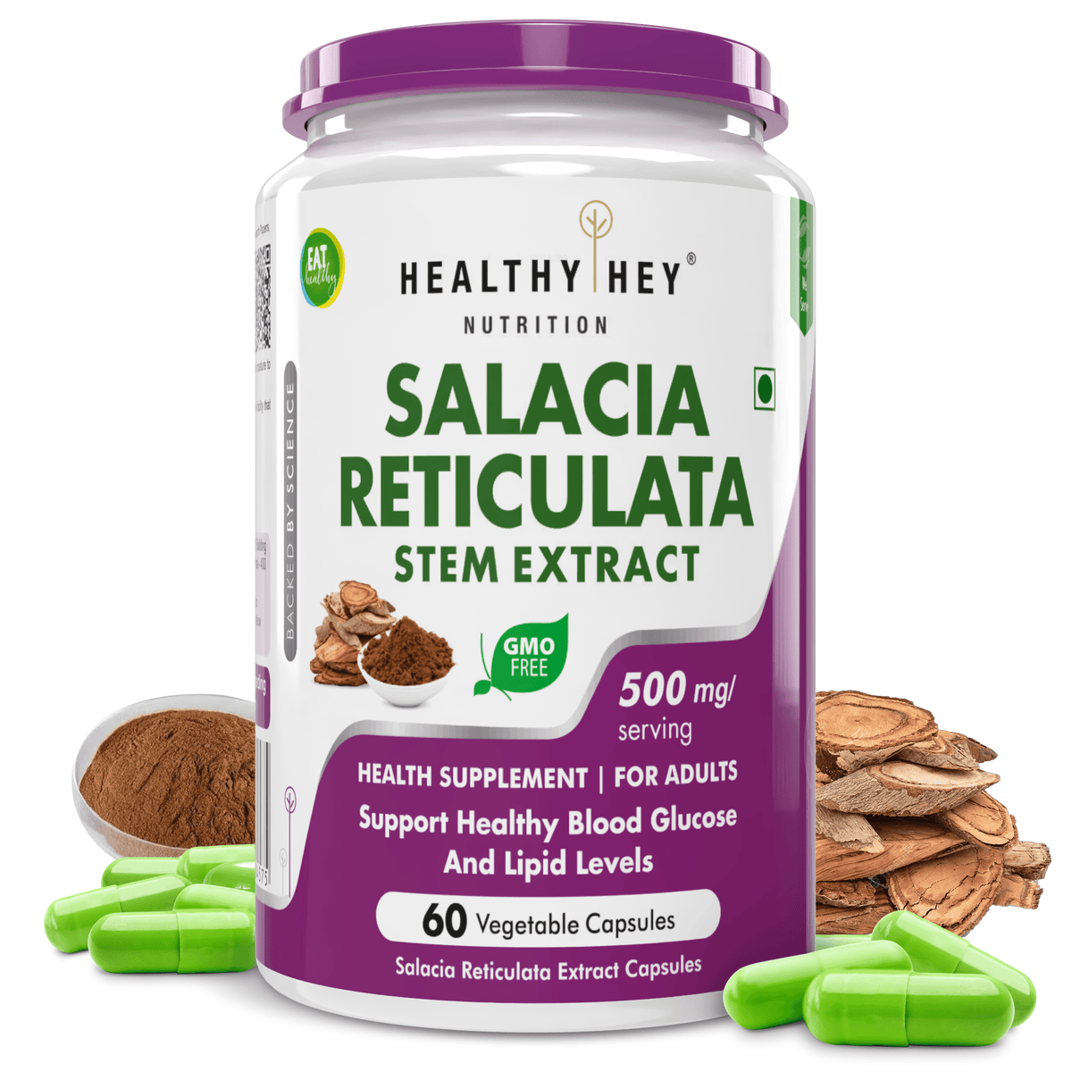 HealthyHey Nutrition Capsules Salacia Reticulata Bark Extract 60 vegetable capsules