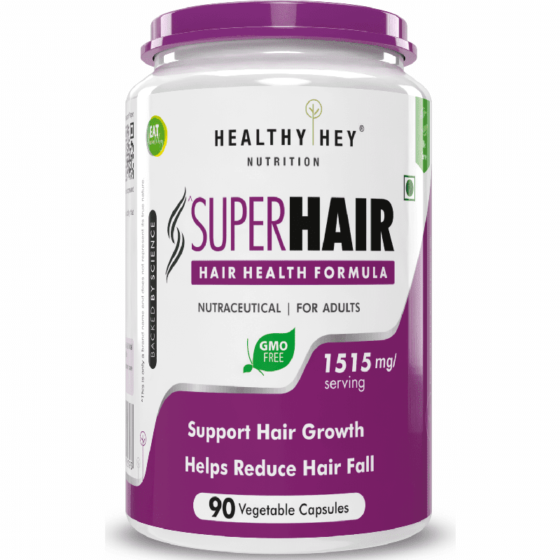 HealthyHey Nutrition Capsules SuperHair, Supports Hair Growth Health Formula 90 Veg Capsules