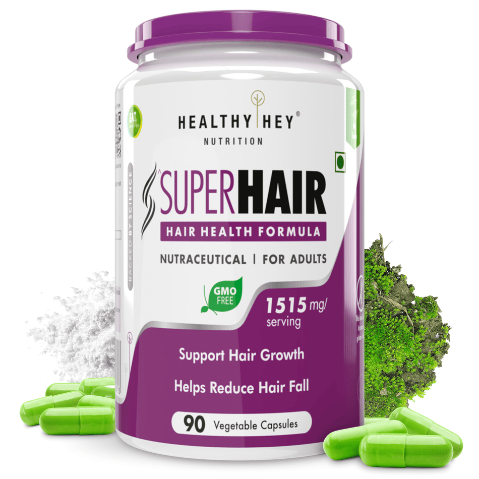 HealthyHey Nutrition Capsules SuperHair, Supports Hair Growth Health Formula 90 Veg Capsules