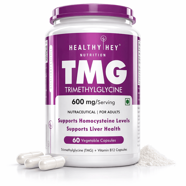 HealthyHey Nutrition Capsules TMG trimethylglycine with Vitamin B12 - 60 vegetable capsules