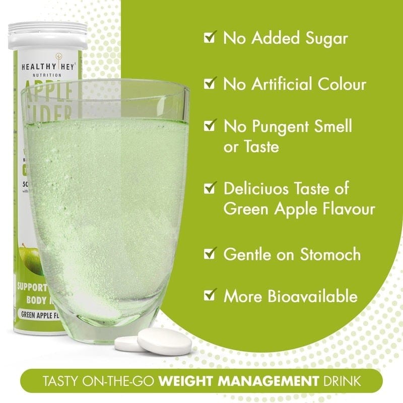 HealthyHey Nutrition Effervescent Apple Cider Vinegar with Mother Effervescent Tablets - 500mg