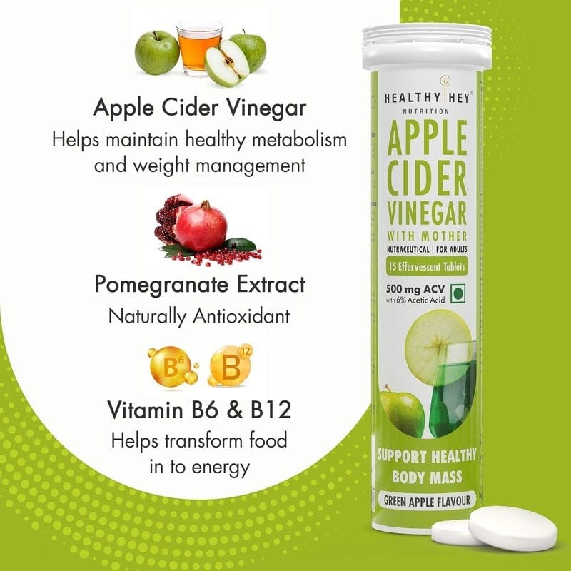 HealthyHey Nutrition Effervescent Apple Cider Vinegar with Mother Effervescent Tablets - 500mg