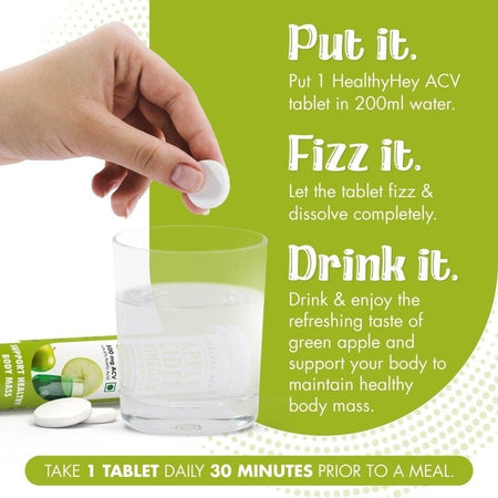 HealthyHey Nutrition Effervescent Apple Cider Vinegar with Mother Effervescent Tablets - 500mg