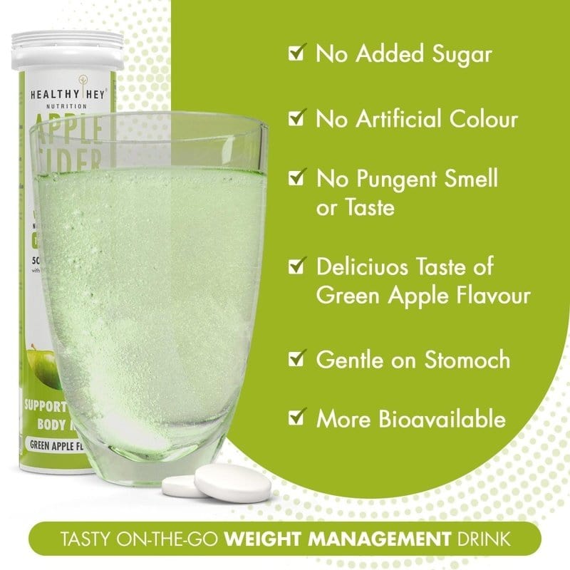 HealthyHey Nutrition Effervescent Apple Cider Vinegar with Mother Effervescent Tablets - 500mg