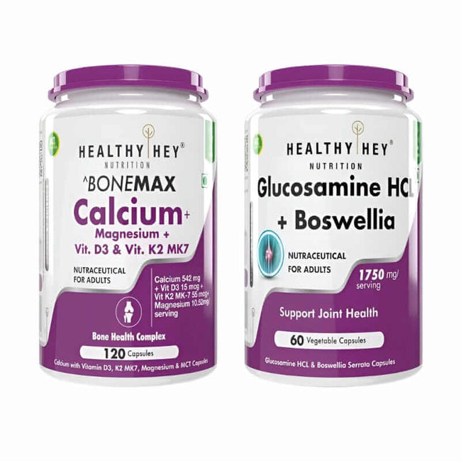 HealthyHey Nutrition Joint & Bone Boost Combo With Bonemax & Glucosamine HCL + Boswellia
