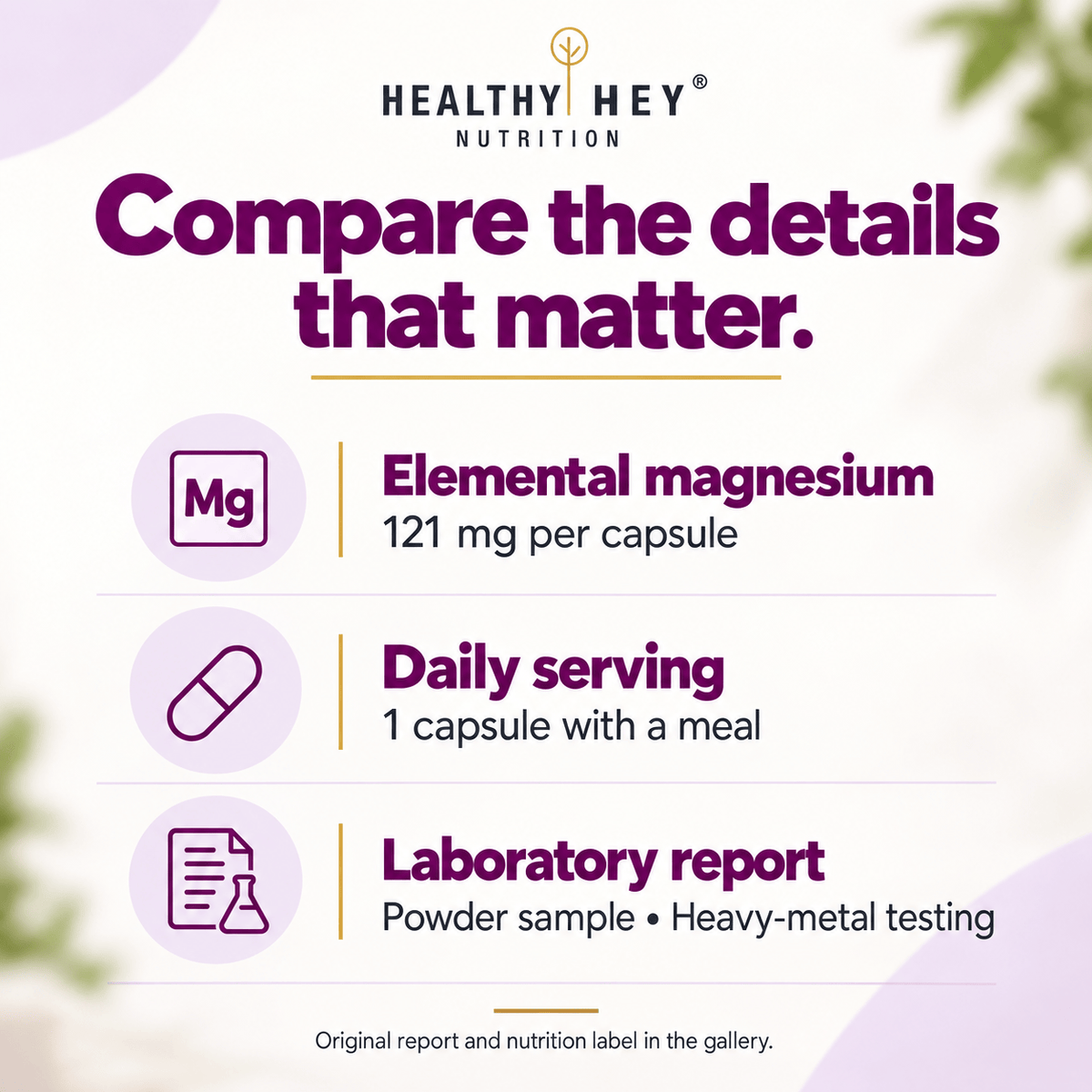 HealthyHey Nutrition Minerals Magnesium Glycinate 22% for Sleep Health | 550 mg with 121 mg Elemental Magnesium | Veg Capsules