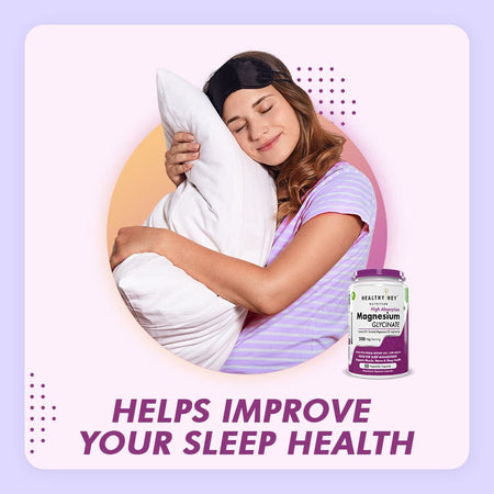 HealthyHey Nutrition Minerals Magnesium Glycinate High Absorption Chelated for Sleep, Cramps, & Nerves Health -550mg