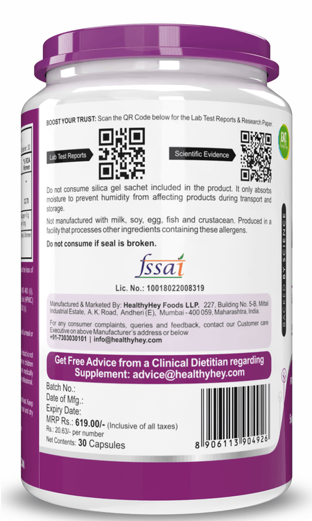 HealthyHey Nutrition Minerals Magnesium Glycinate High Absorption Chelated for Sleep, Cramps, & Nerves Health -550mg