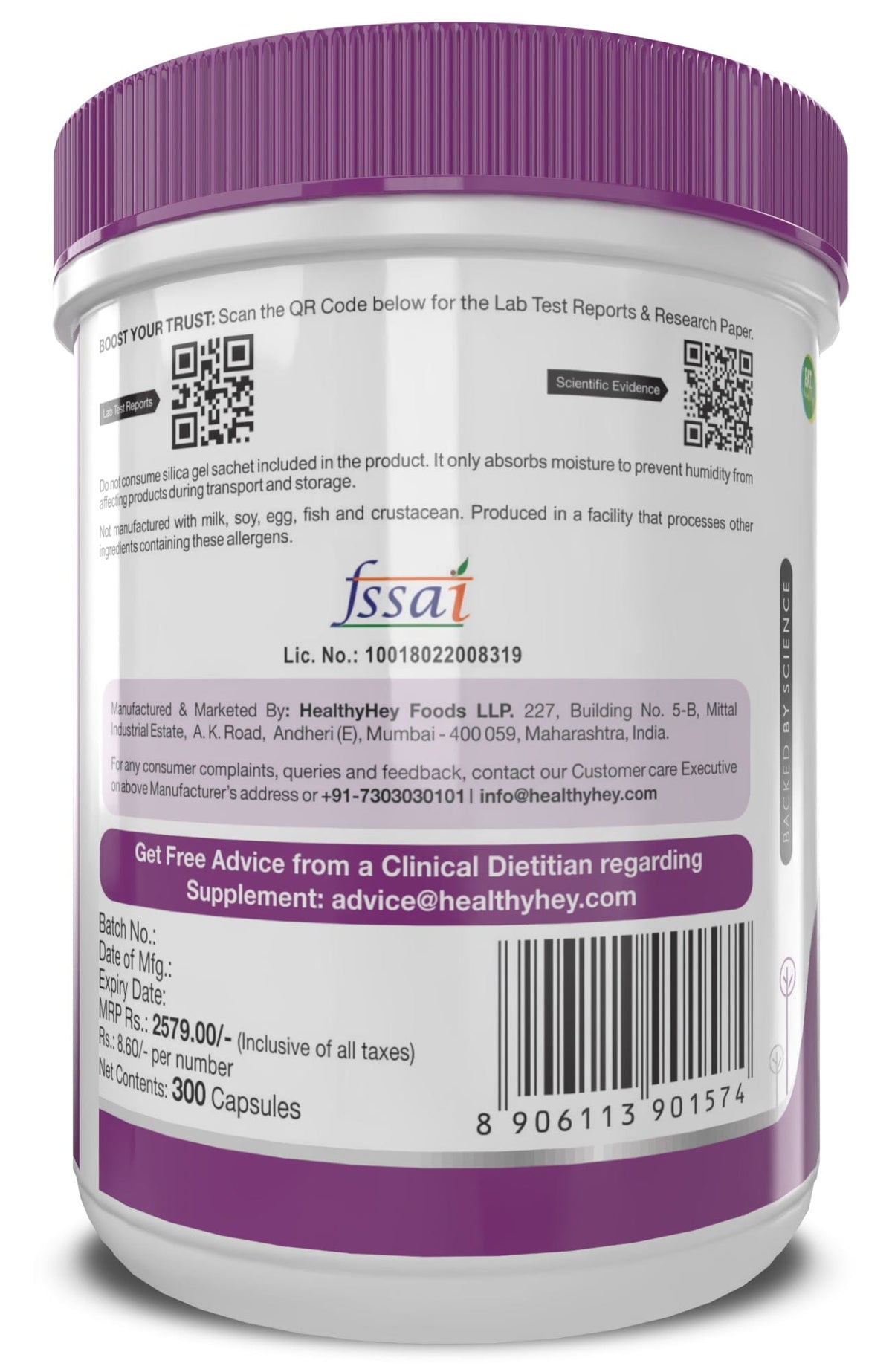 HealthyHey Nutrition Minerals Magnesium Glycinate High Absorption Chelated for Sleep, Cramps, & Nerves Health -550mg