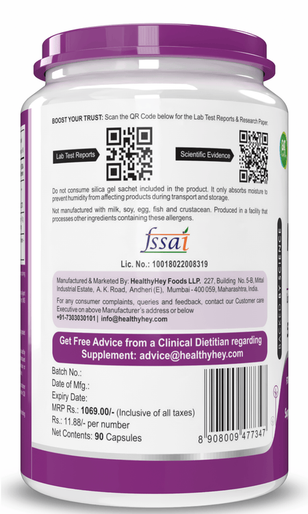 HealthyHey Nutrition Minerals Magnesium Glycinate High Absorption Chelated for Sleep, Cramps, & Nerves Health -550mg