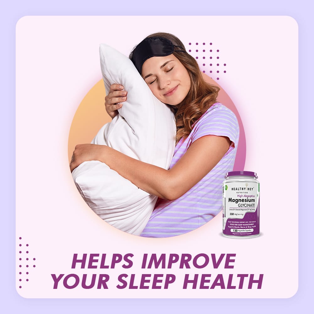 HealthyHey Nutrition Minerals Magnesium Glycinate High Absorption Chelated for Sleep, Cramps, & Nerves Health -550mg