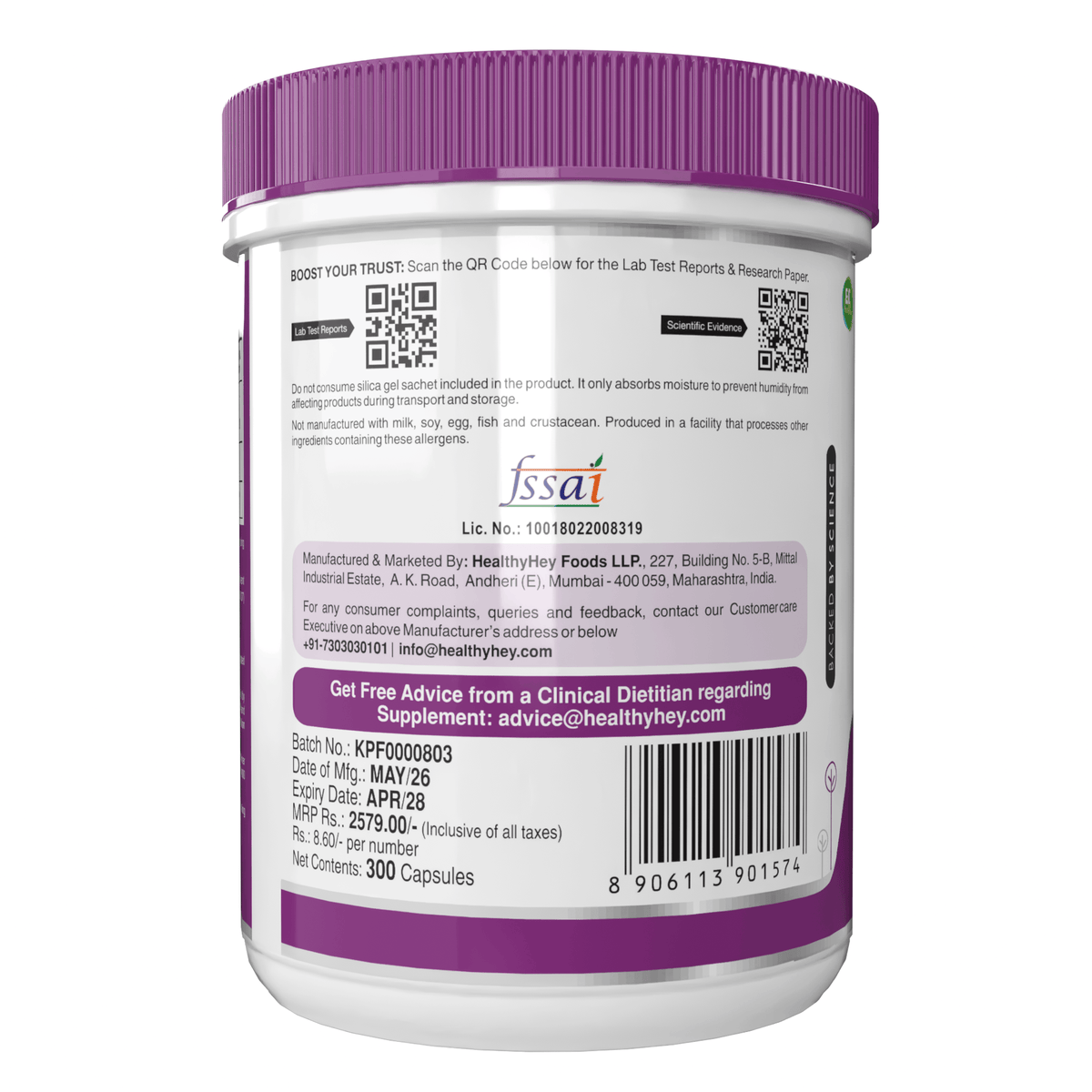 HealthyHey Nutrition Minerals Magnesium Glycinate High Absorption Chelated for Sleep, Cramps, & Nerves Health -550mg