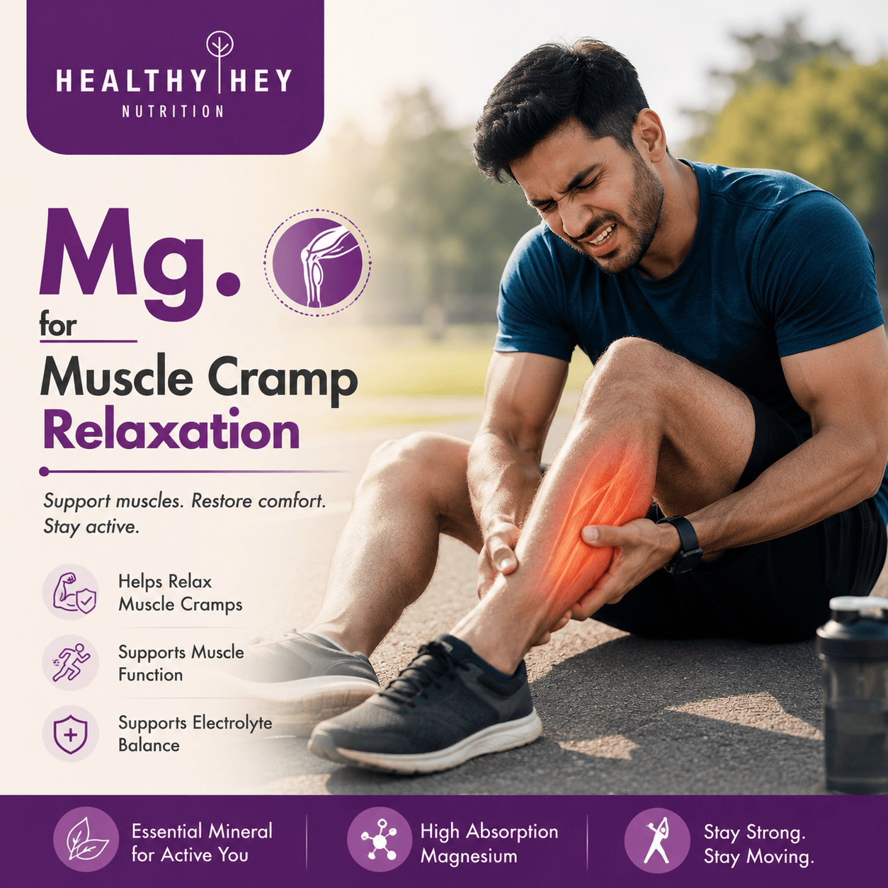 HealthyHey Nutrition Minerals Magnesium Glycinate High Absorption Chelated for Sleep, Cramps, & Nerves Health -550mg