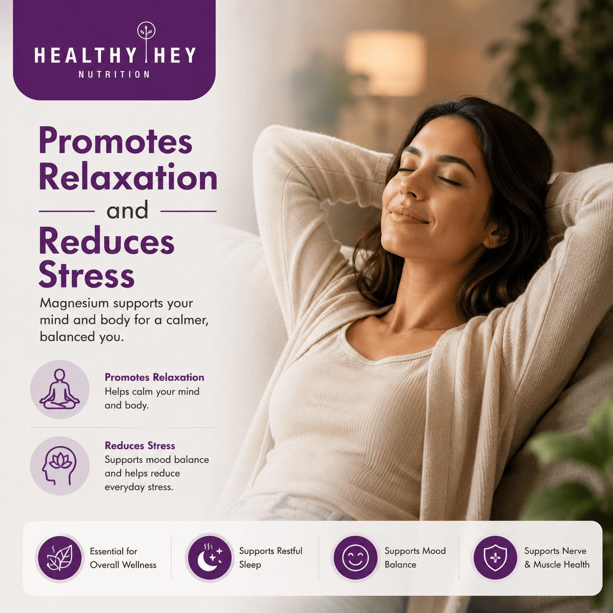 HealthyHey Nutrition Minerals Magnesium Glycinate High Absorption Chelated for Sleep, Cramps, & Nerves Health -550mg